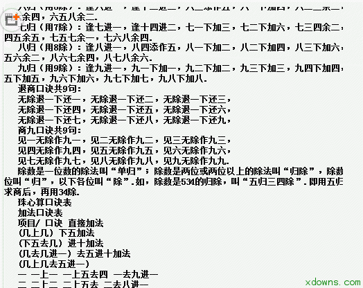 小学生珠心算口诀表 v1.0 官方版