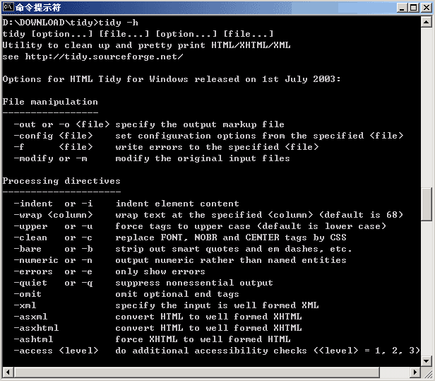 HTML tidy